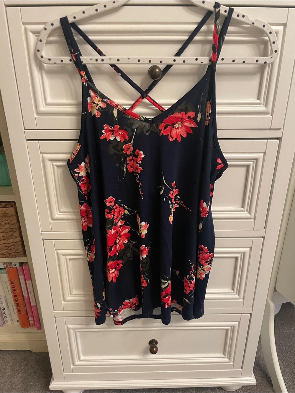 Full Moon Maternity Floral Crisscross Strap Cami Top Size Small